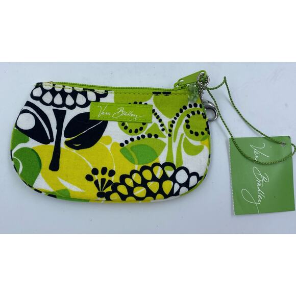 VERA BRADLEY Zip ID Case Retired “Limes Up” Wallet Coin Lanyard License Green - Picture 1 of 5